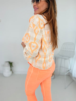 Leinen Jacke in Beige-Orange mit gold schimmerndem Garn - Levelone GmbH & Co. KG