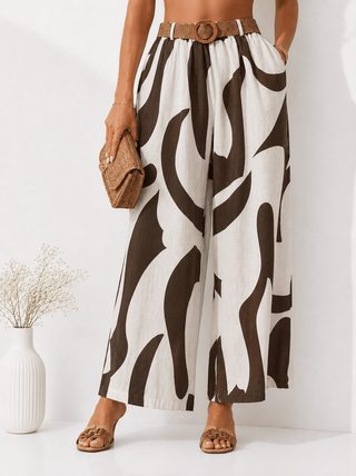 Sommerhose in Braun-Weiss mit Muster in Marlene Schnitt