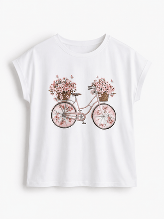 T-Shirt Weiss/Rosa mit Print