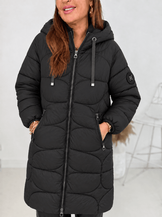 Steppmantel mit Kapuze in Schwarz, moderne großflächige Steppung. Sehr warm Wattiert. Größe: S-XXL  - Levelone GmbH & Co. KG