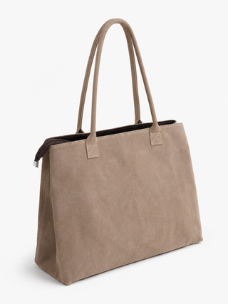 Wildleder Shopper Tasche in Taupe, echtes Wildleder für Damen - Levelone GmbH & Co. Kg