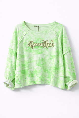 Sweater Weiß/Neongrün aus Baumwolle