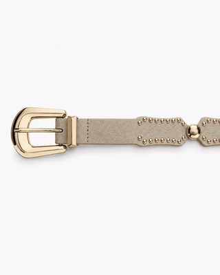 Gürtel in Beige mit abgerundeten, goldenen Nieten