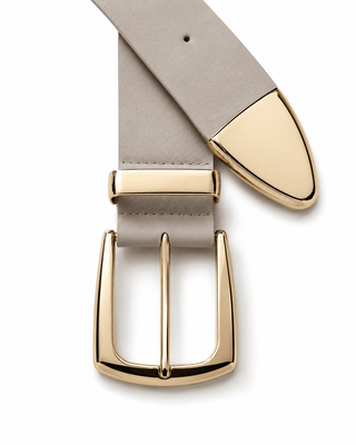 Stretchgürtel in Beige mit großer Schnalle