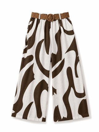Sommerhose in Braun-Weiss mit Muster in Marlene Schnitt