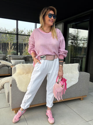 Häkelsweater in Rosa