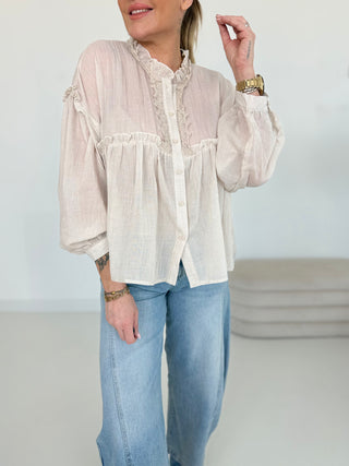 Rüschenbluse Beige