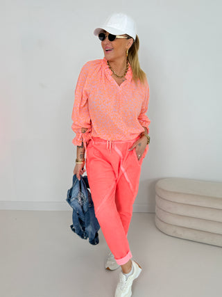 Leo Bluse in Flieder-Neonorange