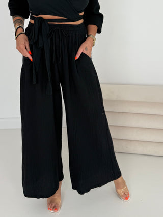 Musselin Sommerhose-schwarz-damen-einheitsgröße-levelone