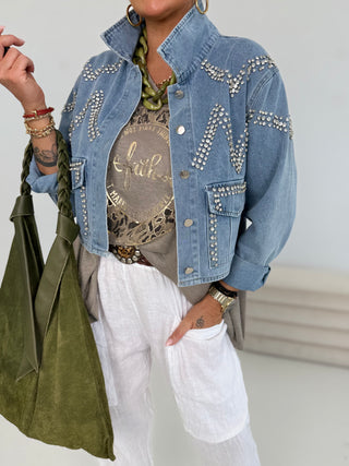 Jeansjacke mit Strass 2506104-06