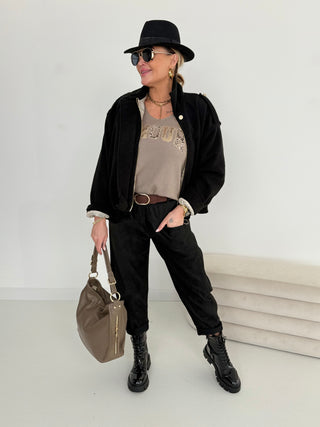 bouclé jacke-schwarz-damen-onesize-36-38-40-42