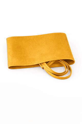 Leder Bindegürtel in Gelb